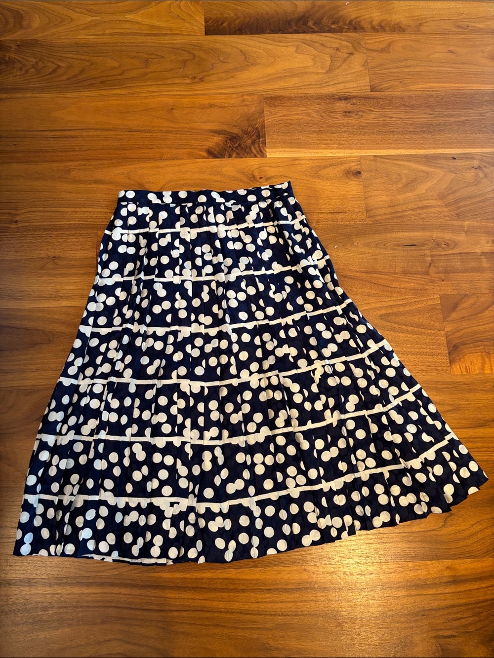 Raul Blanco Women's Navy and White Polka Dot A-Line Skirt